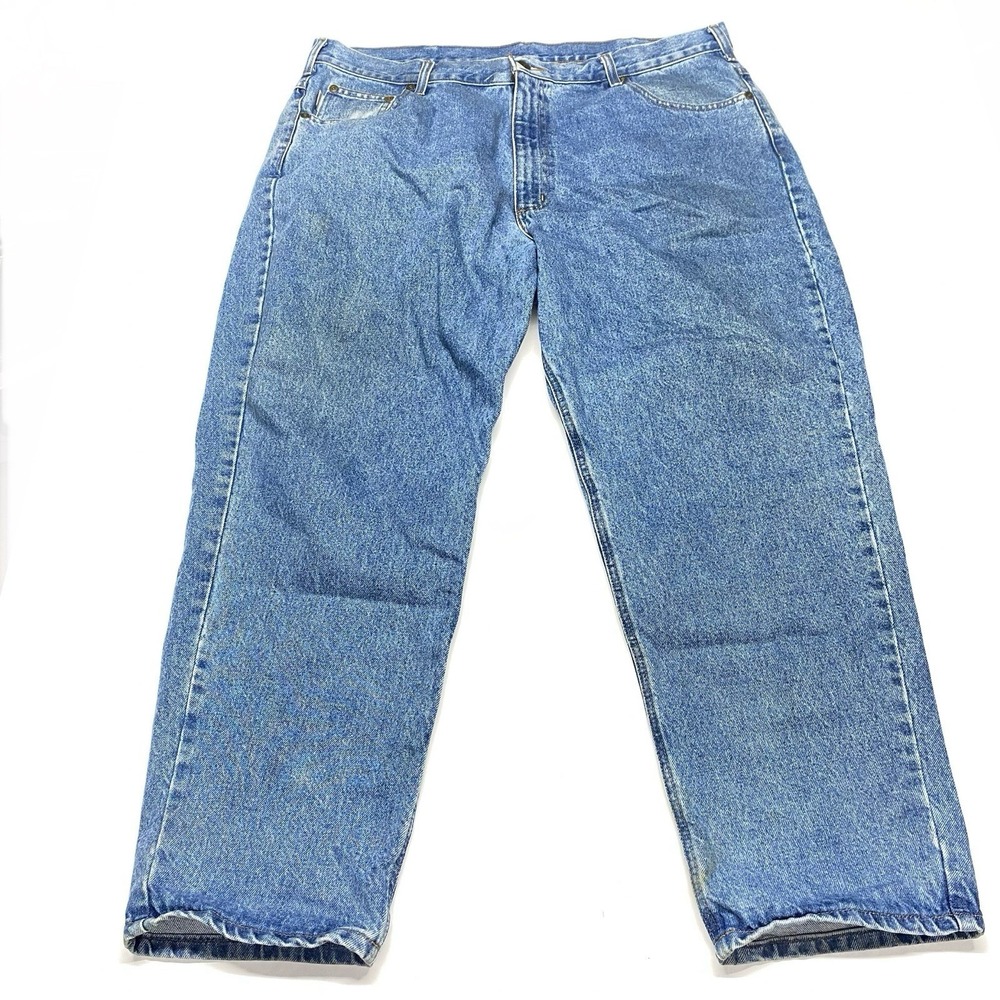 Carhartt Jeans Denim Relaxed Fit Blue Pants B17-STW Mens 42 X 28 STAINS USA